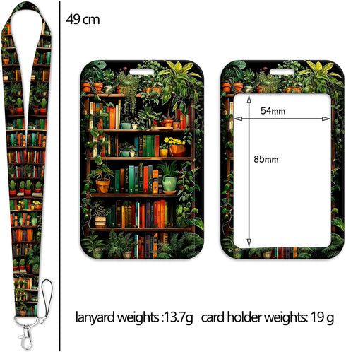 Bookshelf ID Badge Holder Lanyard Cute Keychain Lanyard ID Holder for Keys & ID Badges for Women Men Kids Teachers Gift