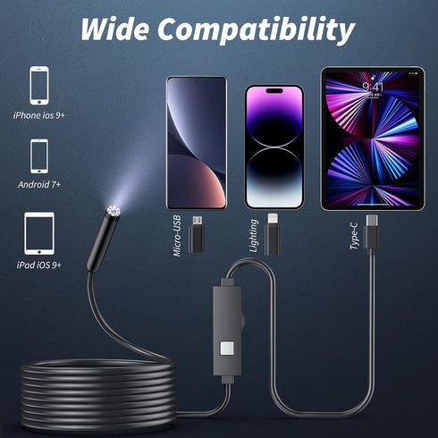 Kinpthy 1920P 8 16.4ft Endoscope Camera with Light, HD Borescope Tools with Adjustable LED Lights, Endoscope