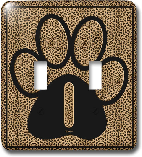 3dRose lsp_25942_2 Letter I Standard Cheetah Print Cat Paw Double Toggle Switch