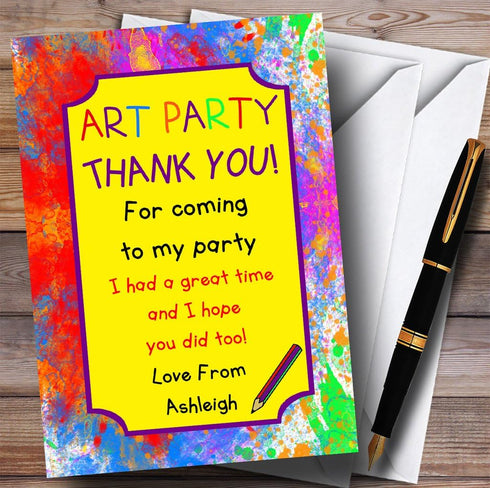 The Card Zoo Splatter Paint Art Party Party Thank You Cards