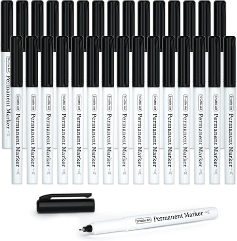 Shuttle Art Permanent Marker, 30 Pack Ultra Fine Point Black Markers for Doodling and Marking
