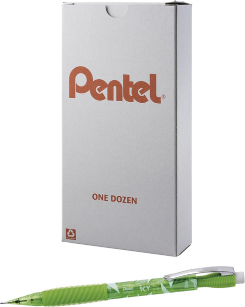 Pentel ICY Mechanical Pencil (0.9mm) - Tinted Lime Green Barrel, 12 Pack (AL29TK)