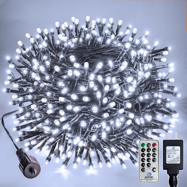 Christmas String Lights 132FT 400 LED Cool White Dark Green Wire, Indoor