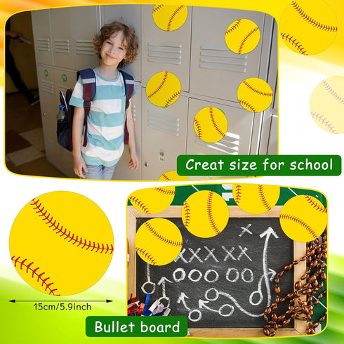 Sports Party Cutout 80 Pcs 5.91 Inch Paper Ball Cut Outs with Glue Point Dots for Sports Theme Classroom