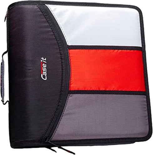 Case-it The Mighty Zip Tab Zipper Binder - 3 Inch O-Rings, 5 Color Tab Expanding File Folder, 600 Sheet Capacity