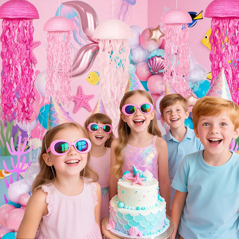 Set, Pink Jelly Fish Paper Lanterns Under The Sea Party Decorations, Jellyfish Hanging Lanterns for Mermaid Ocean