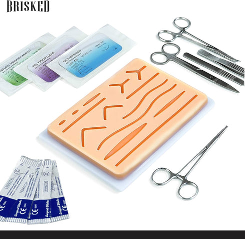 Supply Bear Suture Practice Kit for Medical Students Education | Practice Threads and Needle. Pad with Stitches