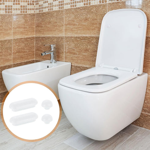 4Set uxcell Toilet Seat Buffer, Anti-Slip Plastic Toilet Seat Bumper Kit, Universal Buffer Toilet Lid Rubber Bumpers