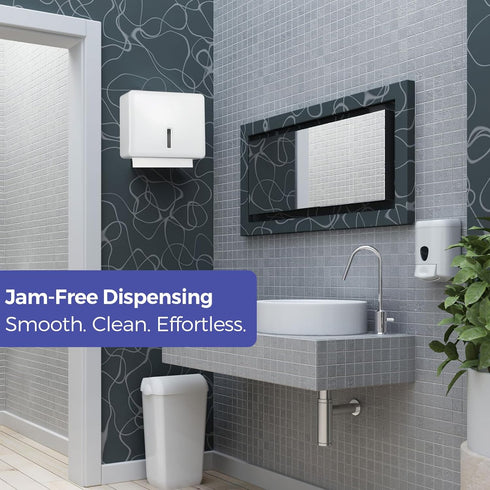 Commercial Stardrix Multifold Paper Towel Dispenser Wall Mount (White) Large Capacity C-Fold, Trifold, and Folded Hand