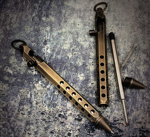 Six-Edge Solid Brass Pen, Bolt Action EDC Pocket Signature Pen