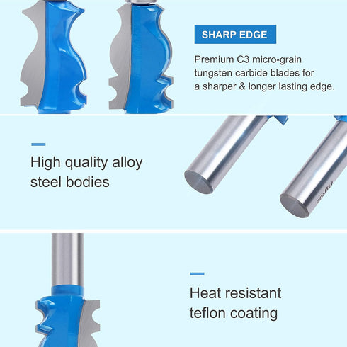 2PCS Architectural Molding Router Bit Set with 1/2" Shank for Woodworking