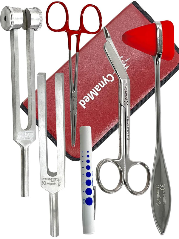 Hammer Set 6 Reflex Diagnostic Reusable Penlight Tuning Forks Scissors Pcs German Cynamed