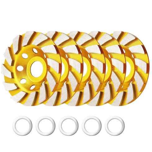 5 Pieces Diamond Cup Grinder - 4 Inch Turbo Diamond Grinding Cup Wheel for Heavy Duty Angle Grinder