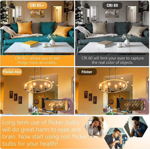 E12 Dimmable 8W 75 2700K T6 T25 E12 Bulb AC120V 750LM e12 Bulb 6Pack Leools LED Equal watt Amber Warm White Candelabra