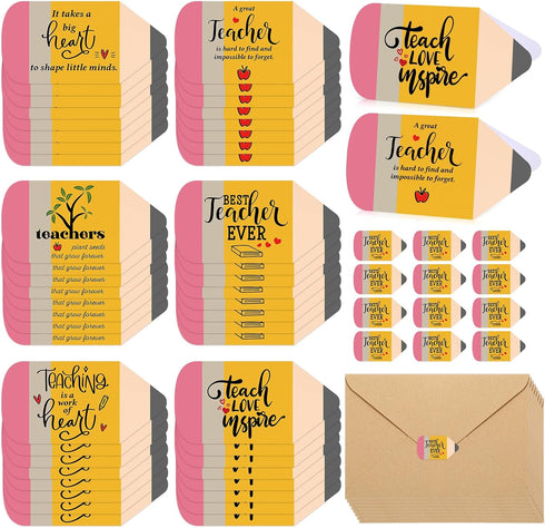 Spakon 96 Sets Teacher Appreciation Gifts Teacher Thank You Cards Bulk with