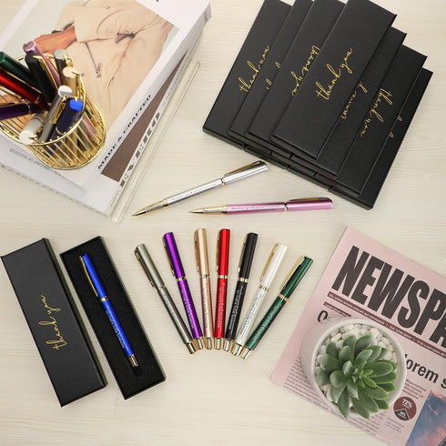 PerKoop 50 Set Employee Thank You Gift - Bulk Inspirational Ballpoint Pens with Boxes for Team Coworker Teacher