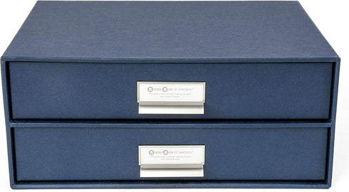 Bigso Birger 2-Drawer Fiberboard Label Frame Document Letter Box | Desktop Drawers for Loose Papers, Documents, and