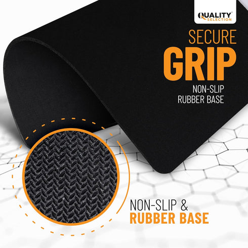 Non-Slip Rubber Base Mouse Pad - Black, Smooth Surface, 7.75 x 9.25 in, No Logos
