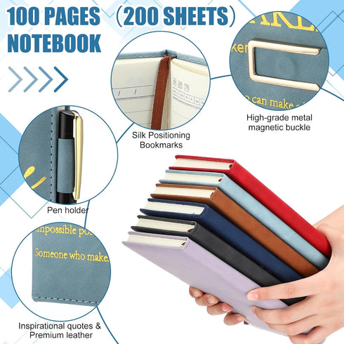 Chuangdi 6 Sets A5 set Difference Maker Gifts Employee Appreciation Gifts Bulk Leather Journal Notebook with Metal