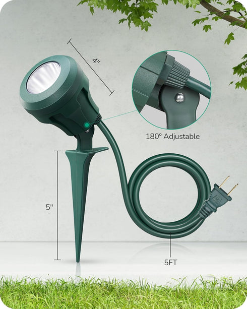 EDISHINE 120V Spotlight Outdoor, 4.8W Waterproof LED, 5000K Landscape Lighting for Yard, Flag, Tree Holiday Decor