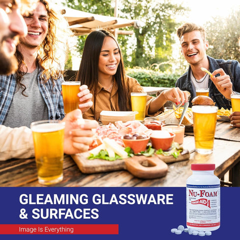 100 Tablets/600 Nu-Foam Sanitizing Tablets for Bar Glassware Superior Rinse Aid - Hand Washing Bar, Tavern, Brewery