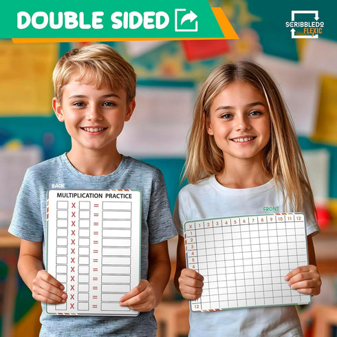 SCRIBBLEDO 9”x12” Small White Board, Dry Erase Sheets, Math Manipulatives, 3rd Grade Multiplication Times Table Chart,