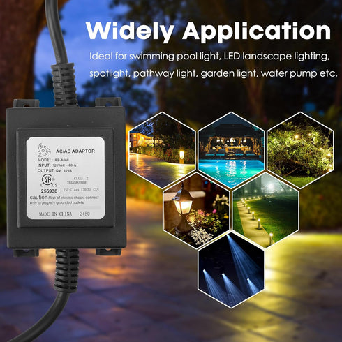 110/120V 12V/5A, 60-Watt onlyfire Outdoor Landscape Transformer to AC Waterproof Power Supply Converter for LED