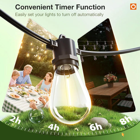 50FT Dimmable 3 16 Bulbs, addlon LED Outdoor String Lights, Remote Patio Lights with Timer & Lighting Modes
