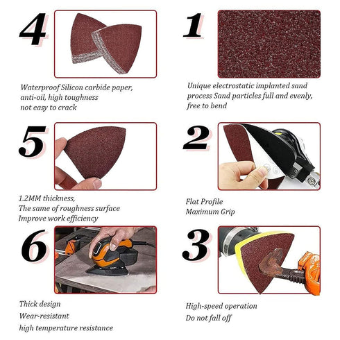 80 Grit Triangular Multitool Sandpaper 80mm for Wood Sanding, Pack of 20, Fit 3-1/8 Inch Oscillating Multi Tool Pads