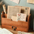 Wooden Desktop Organizer Rack with Drawer for Storing Stamps, Notes, Paper Clips, Scissors