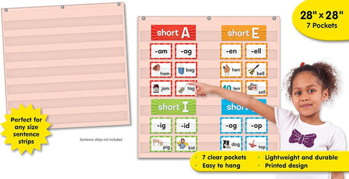 Teacher Created Resources Blush 7 Pocket Chart, 28" x 28", TCR20102