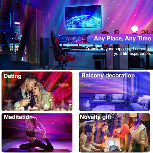33 CIMELR Star Projector, Northern Galaxy Aurora Lights Projector with Light Effects Bluetooth Speaker & White Noise