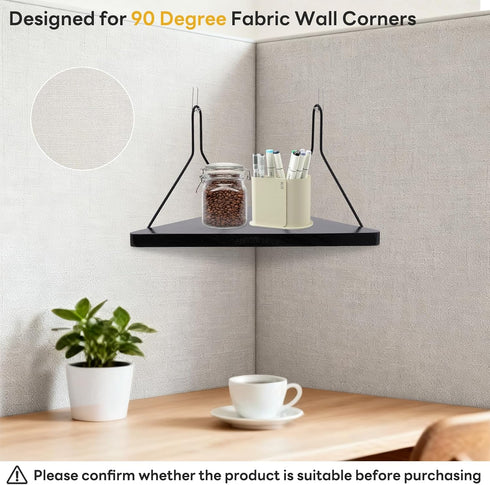 APUDWN 11.8 Inch Planter(Black2 Fabric Wall Cubicle Corner Shelf with Hooks Wooden Triangular Cubicle Corner Shelf
