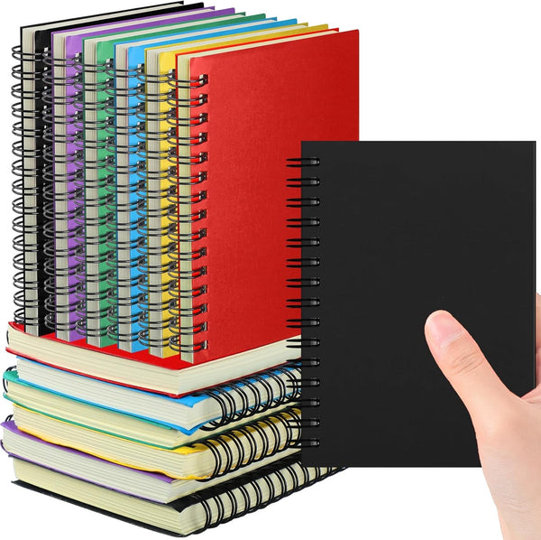 Qilery 18 Pack Small A6 Notebooks, 4 x 6 Inch Spiral Notepads, 100 Sheets Mini Memo Pads for Travel, Office, School