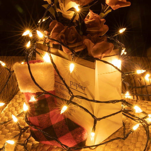 120LED 49FT Fairy String Lights with Remote and USB Powered, 8 Modes for Indoor and Outdoor Decorations (Warm White) by AWQ