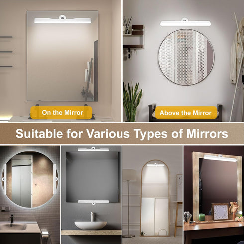 Benreom Wireless Vanity Lights for Mirror, Rechargeable Battery Operated Stick on Lamp, Adjustable Color Brightness
