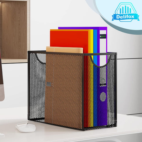 Letter-Size Hanging File Folder Organizer, Metal Mesh Storage Box, Big Desk File Holder, No Installation Required