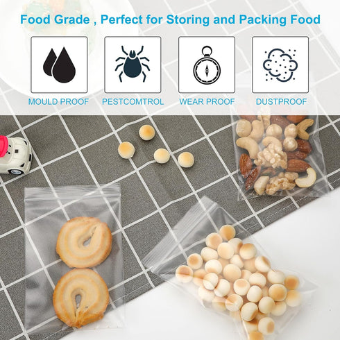 100 Pcs Clear Plastic Bags, 3 x 4 inch Resealable Zipper Baggies for Jewelry, Storage, Candy, Small Business