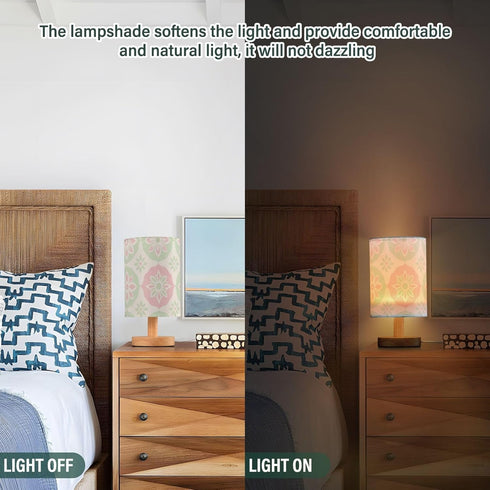 Yuiboo Minimalist Floral Table Lamp in Soft Green & Blush - Night Light