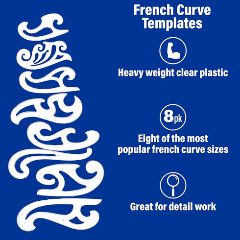 Westcott French Curve Template, Set of 8 (FC-8), Drawing Tool