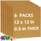 DOLLAR BOSS Cork Board Tiles, 6 Packs 12" x 12" 1/2" Thick Self Adhesive Corkboards with 60 Pushpins