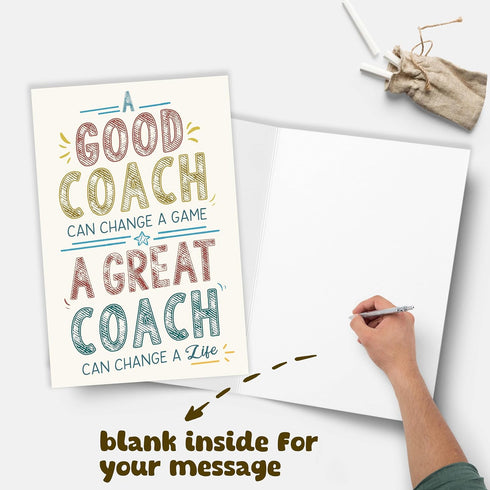 Bewoow Thank You Coach Card - Appreciation Greeting for Basketball, Soccer, Wrestling, or Any Sports Coach