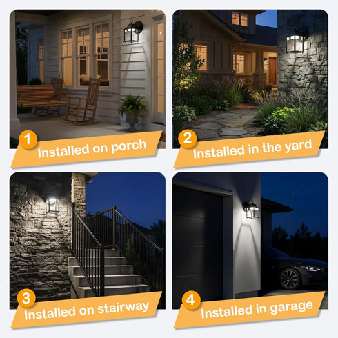 5000K 9.5W 800 1-Pack LIT-PaTH Outdoor LED Wall Lantern, Wall Sconce as Porch Lighting Fixture, Daylight White, Lumen