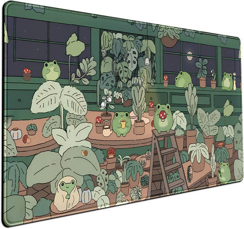 Cute Frog Mouse Pad, Kawaii Green Desk Decor Mat, Large Gaming Mouse Pad for Computer, Desk Decor Home Office