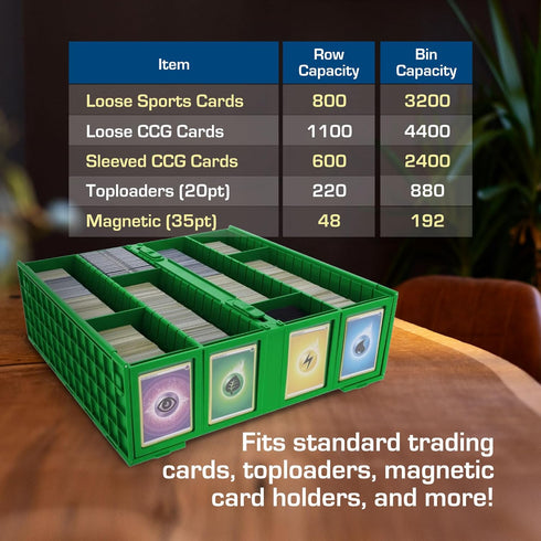 BCW Collectible Card Bin, Holds 3200 Cards, Large Storage Box for Loose Trading Cards, Includes 4 Card Bin Partitions