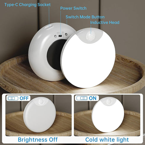 Closet 6 Pack Motion Sensor Night Light,LED Rechargeable Indoor Night Lights,Magnetic Cabinet Light Light for Kitchen