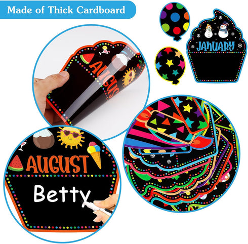 PETCEE 27PCS Happy Birthday Bulletin Board Set for Classroom Wall Decoration Birthday Chart