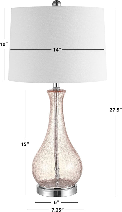 28-Inch Bulb (TBL4206C) SAFAVIEH Lighting Collection Finnley Modern Light Blush Crackle Glass Table Lamp, LED Included