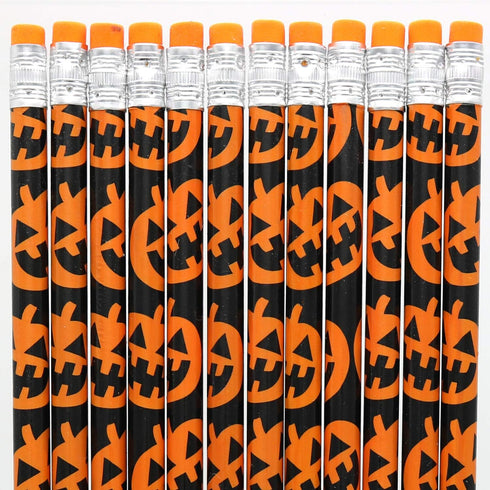 GiftExpress 48-Pack Halloween Pumpkin Pencils with Eraser, Halloween Treats for Kids, Classroom Prize Supplies