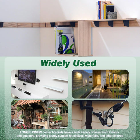 90 2 Pack 6 Heavy Duty Shelf Brackets, Waterfall Support Brackets, Floating Shelf L Triangle Angle Brackets